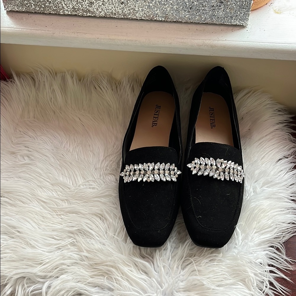 Jewel Black Embellished Loafers